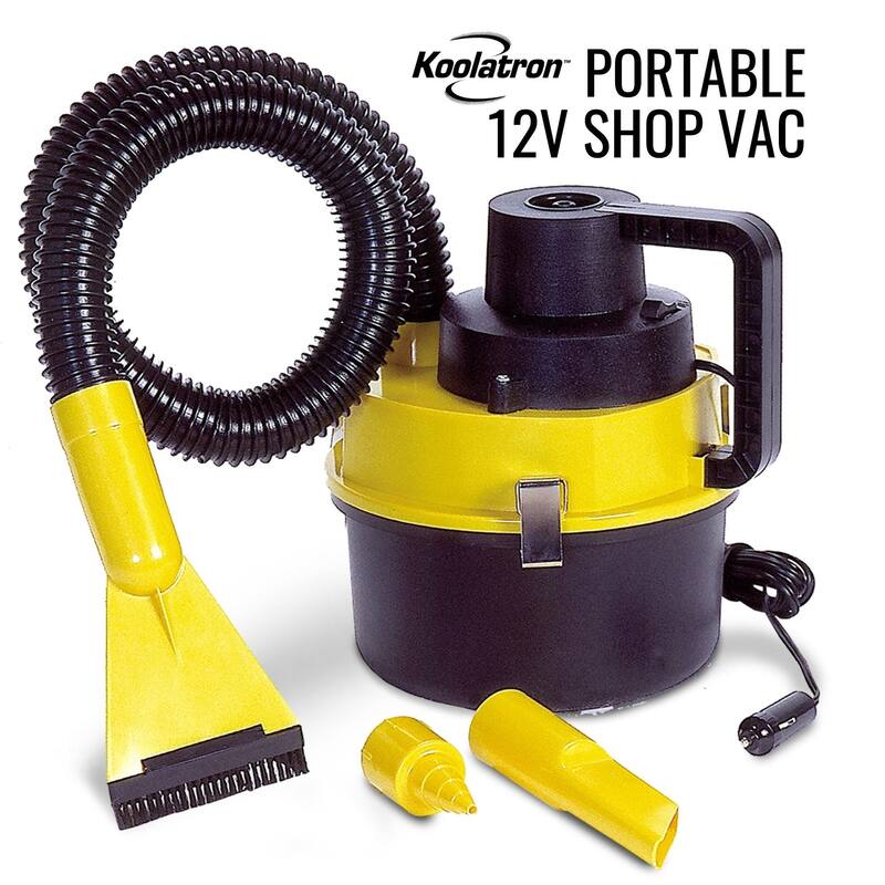 Koolatron 12V Portable Wet/Dry Canister Vacuum and Inflator w/ 4 Nozzles