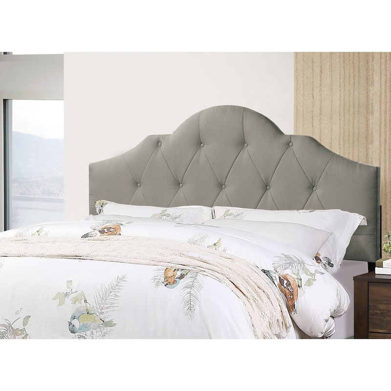 Queen Size Adjustable Headboard Upholstered Platform Bed Frame with Arch Design and Tufted Fabric, Bedroom Furniture