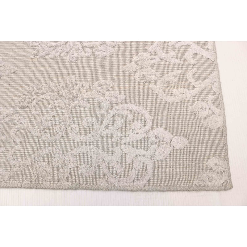 ECARPETGALLERY Hand Loomed Elysian Light Grey Viscose, Wool Rug - 5'0 x 8'0