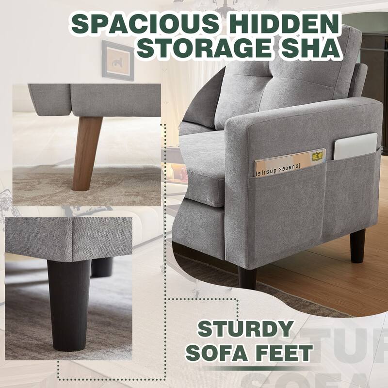 3 Pieces Living Room Set with Storage Ottoman