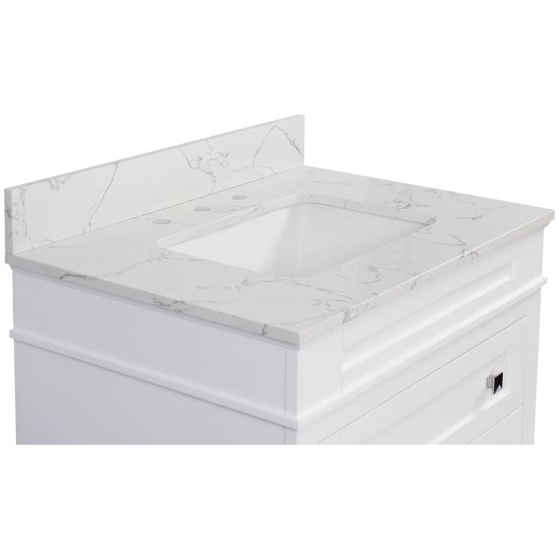 KitchenBathCollection Eleanor 30" Bathroom Vanity with Engineered Marble Top
