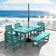 preview thumbnail 10 of 94, 6-Piece HDPE Outdoor Dining Table Sets with Umbrella Hole - 1-Table 4-Chairs-1-Bench