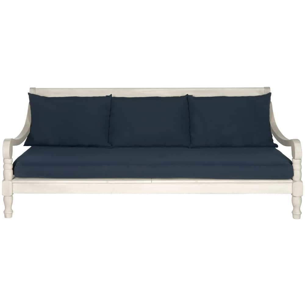 SAFAVIEH Outdoor Cordula Acacia Wood Cushioned Daybed - 71.7"W x 35.4"D x 29.1"H