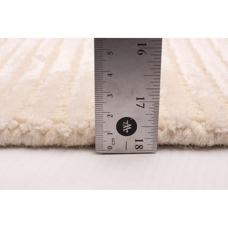 ECARPETGALLERY Hand-knotted Opulence Cream Viscose, Wool Rug - 3'6 x 5'3