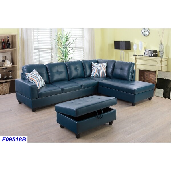 3-Pieces Sectional Sofa Set,Right Facing Denim(09518B) - On Sale ...