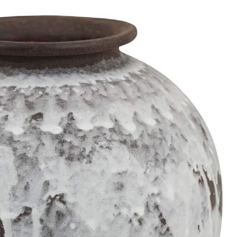 Gezy Decorative Flower Vase, 11 Inch Classic Round Brown White Ceramic