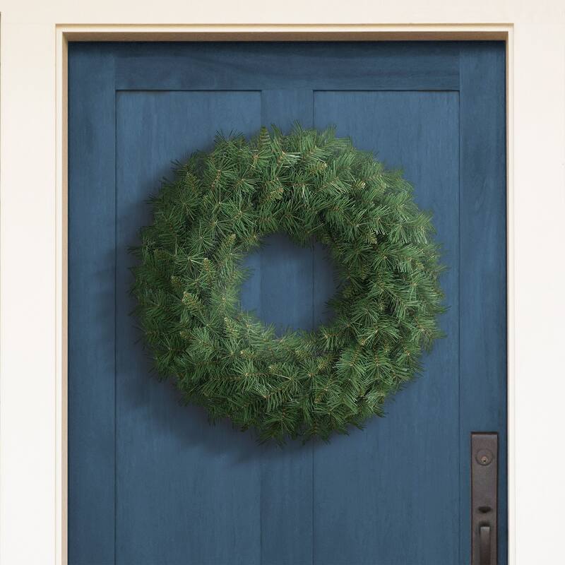 Puleo International 24" Round Valley Pine Wreath - Green