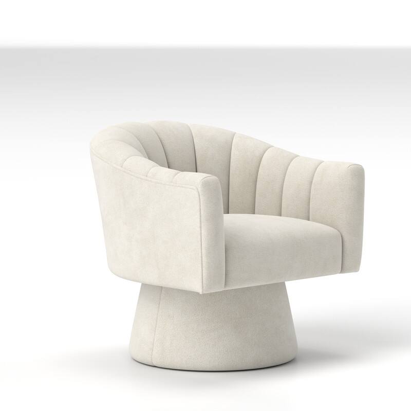 SEYNAR Modern Glam Velvet Upholstered Round Swivel Accent Arm Barrel Chair for Living Room