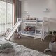 preview thumbnail 4 of 7, Heavy Duty Wood White Bunk Bed with Slide, Stairs, and Safety Guardrails