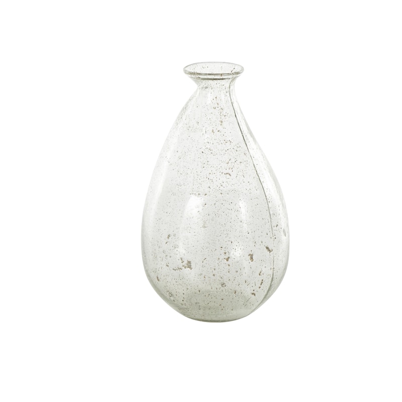 Glass Speckled Vase with Brown Accents - Clear - Roche River Decor