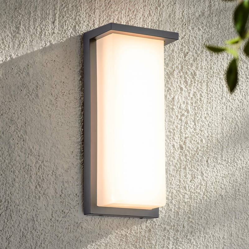 C Cattleya Integrated LED Outdoor Wall Light with Acrylic Shade - Architectural Grey
