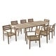 preview thumbnail 3 of 20, Stamford Acacia Wood Outdoor 9-piece Expandable Dining Set by Christopher Knight Home
