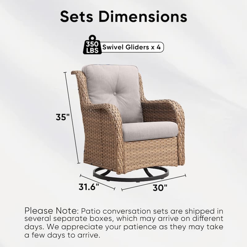Pocassy 4 Pieces Outdoor 4 Inch Swivel Glider Chairs