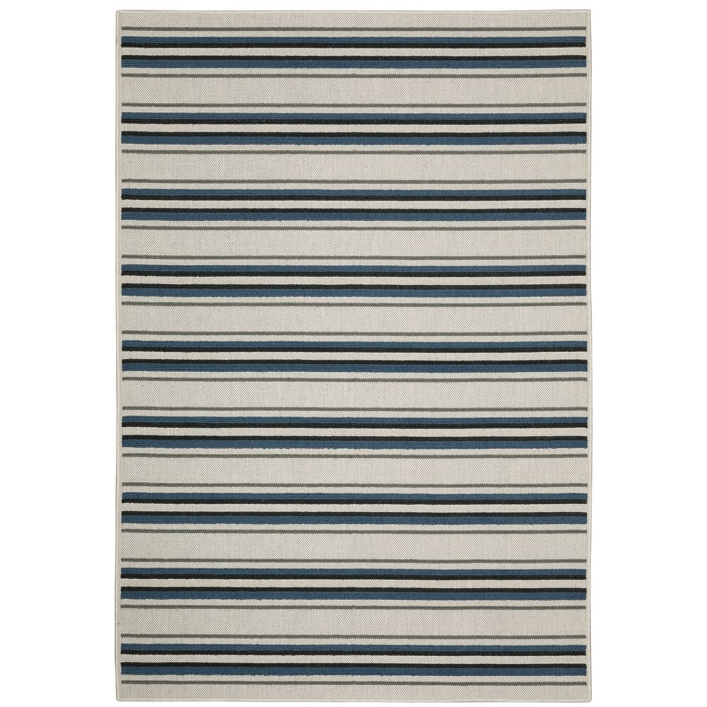 Vista Home Talcot Multi-Striped Grey/ Teal Indoor-Outdoor Area Rug