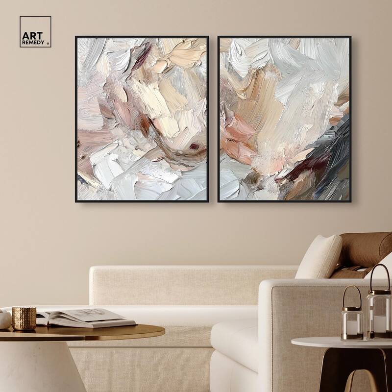 Running Horse Neutral I Canvas Set of 2 by Art Remedy