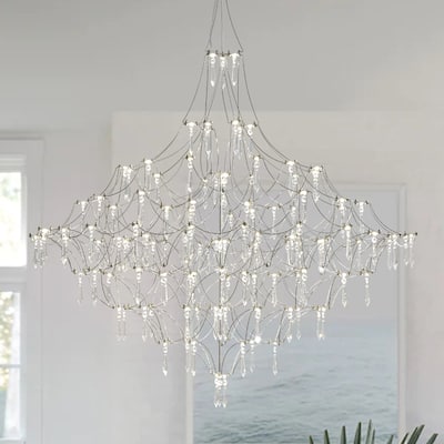 Luxury Starry LED Sculptural Crystal Drops Chandelier - 36.6in