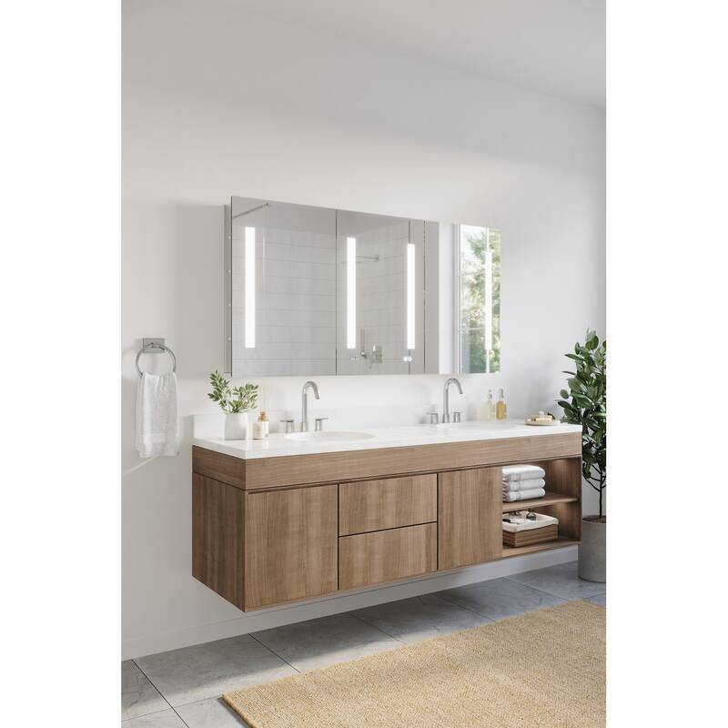 Fresca FMC016030 Tiempo 59" x 29-1/2" Lighted Frameless Triple Door