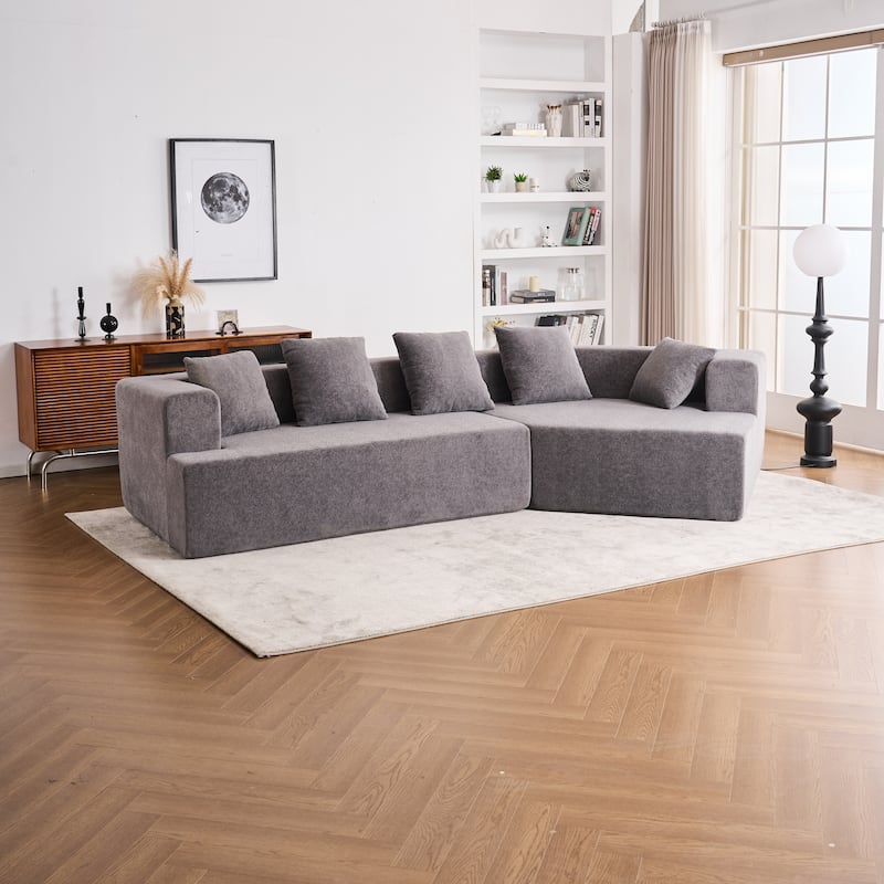Grey Polyester Memory Foam Couch, No Assembly, Deep Seat, Modern Sofa