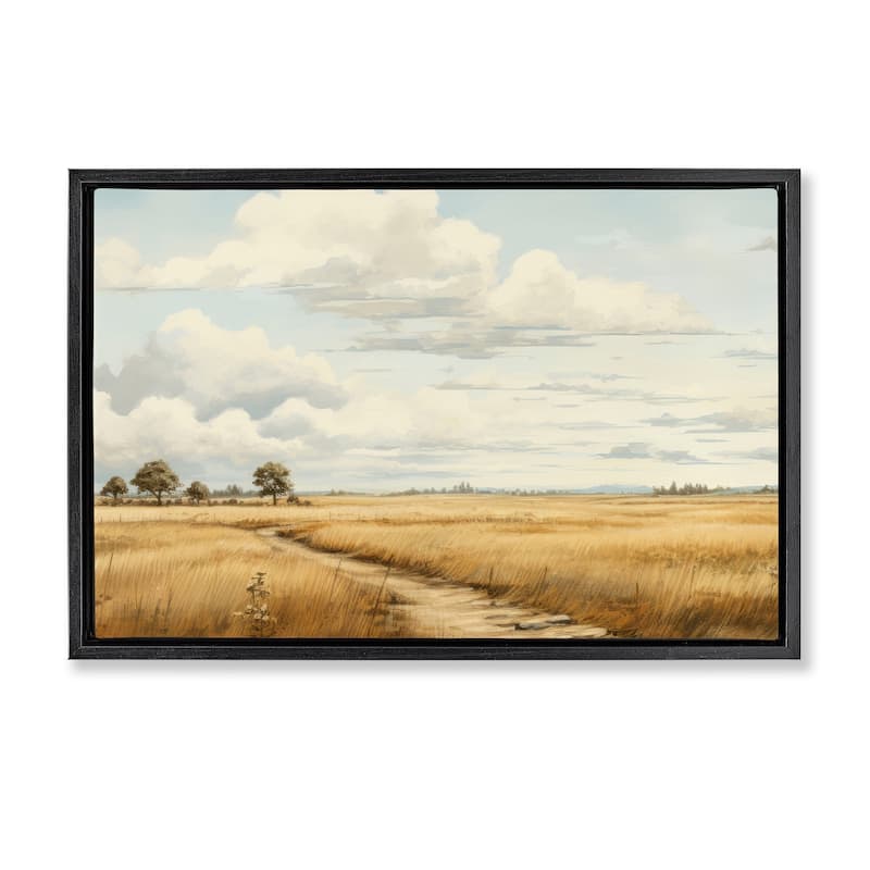 Stupell Path Through Vast Grassland Framed Floater Canvas Wall Art Design By LSR Creative Studio - 25 x 17 - Black
