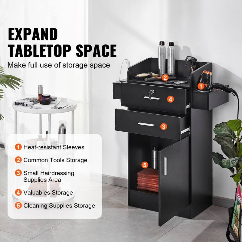 Salon Workstation Wall-Mounted Unit for Hair Professionals, Spa Styling Storage Solution