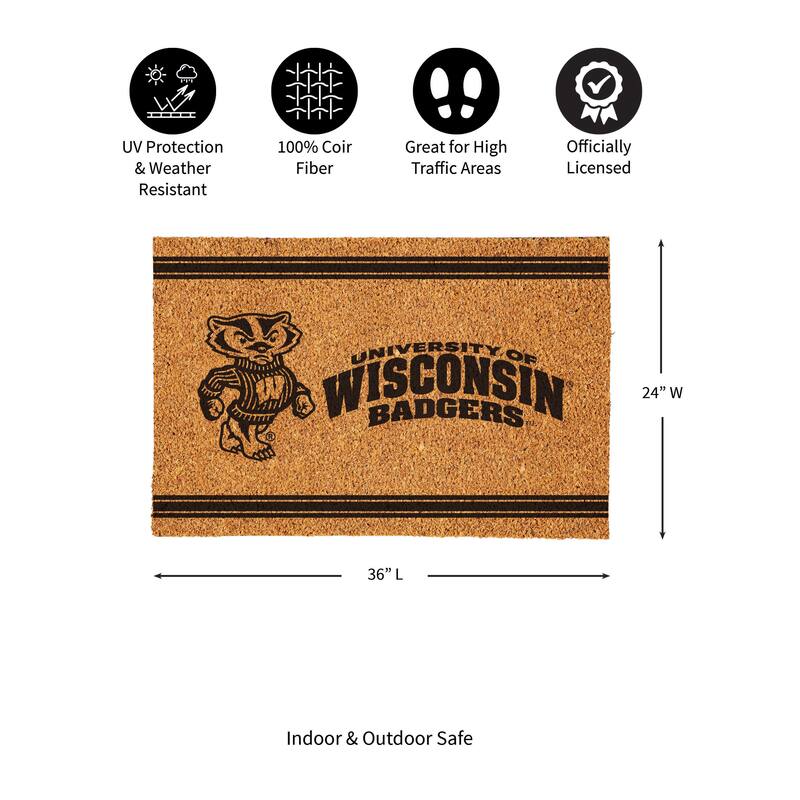 University of Wisconsin-Madison Monochrome Indoor/Outdoor Coir Door Mat