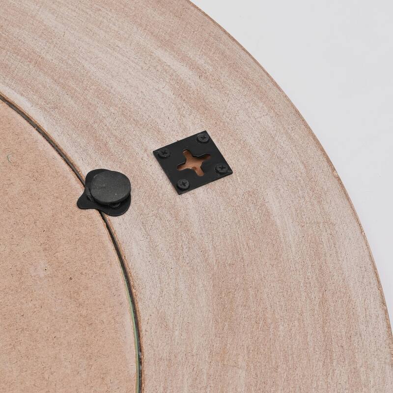 Rustic Farmhouse Handcarved Wooden Hanging Wall Mirror - Decorative Accent - Antique Brown+White