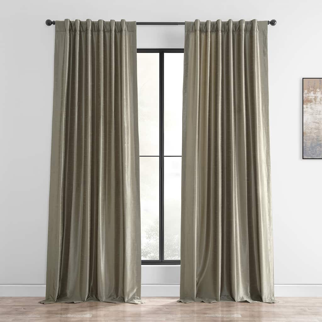 Exclusive Fabrics Vintage Textured Faux Dupioni Silk Room Darkening Curtains (1 Panel)