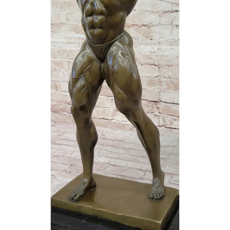 Strong Iron Man Bodybuilder Athlete Male Muscular Figure Bronze Sculpture Statue Trophy