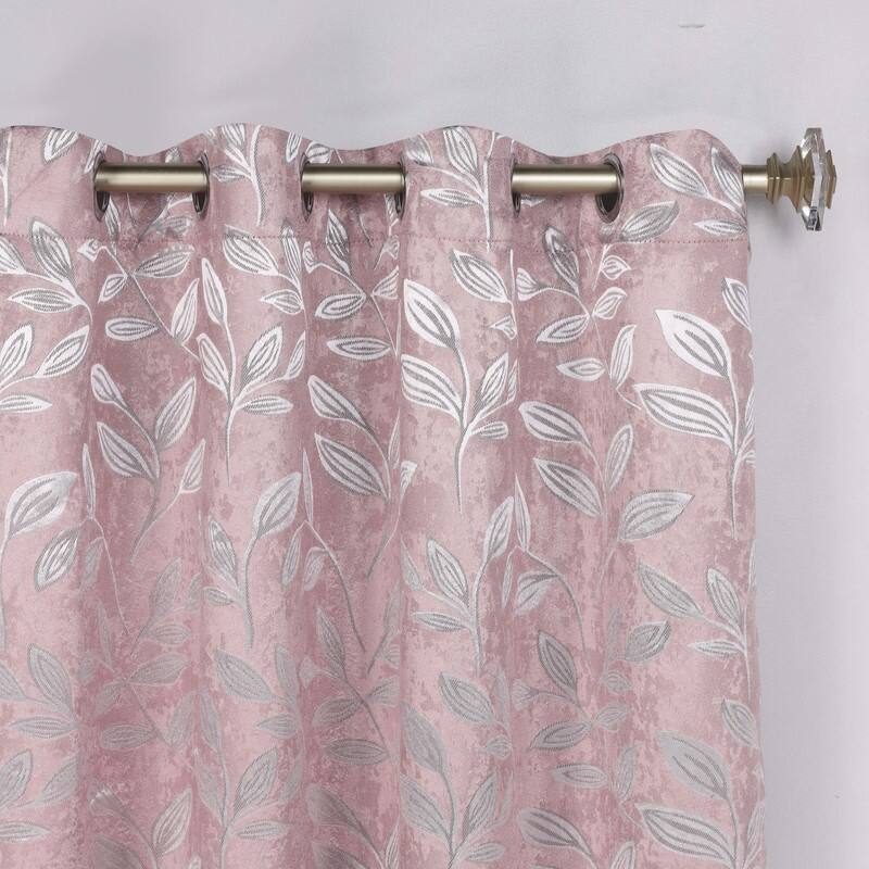 Superior Leaves Machine Washable Room Darkening Grommet With Ties Blackout Curtains, Set of 2