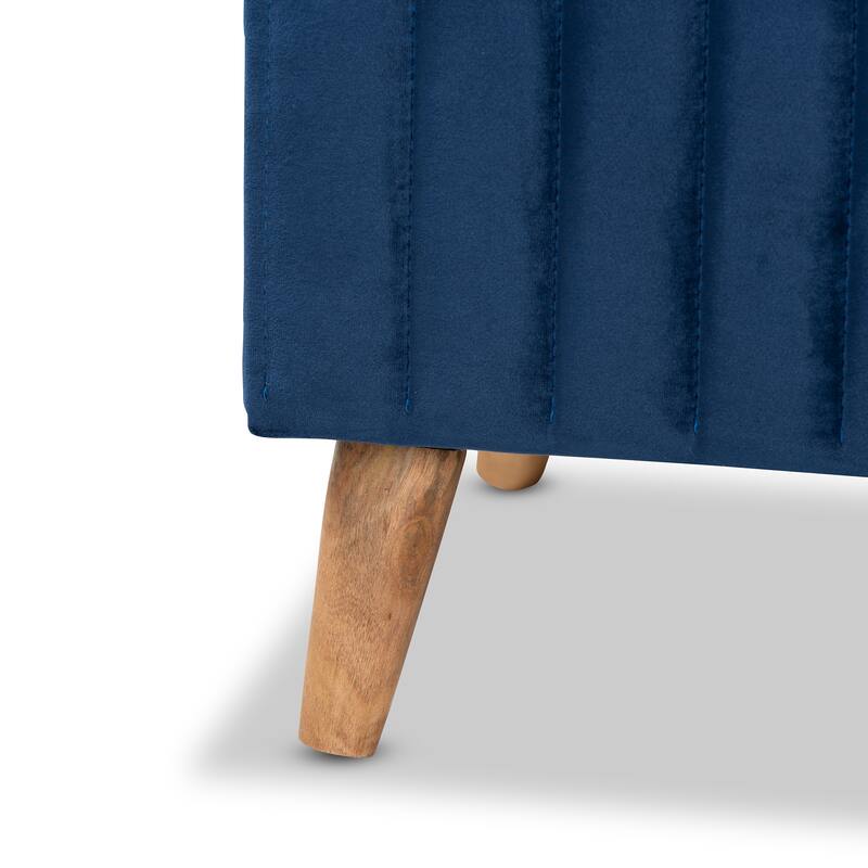 Hanley Modern and Contemporary Velvet Fabric and Wood Storage Ottoman