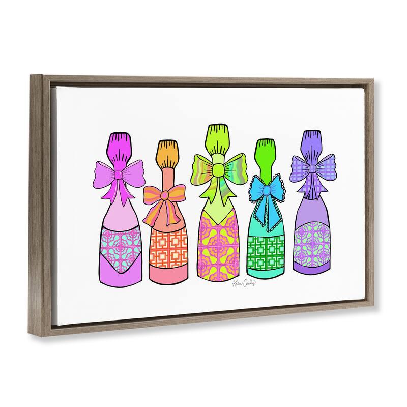 Stupell Patterned Drink Bottles Framed Floater Canvas Wall Art Design By Katie Conley