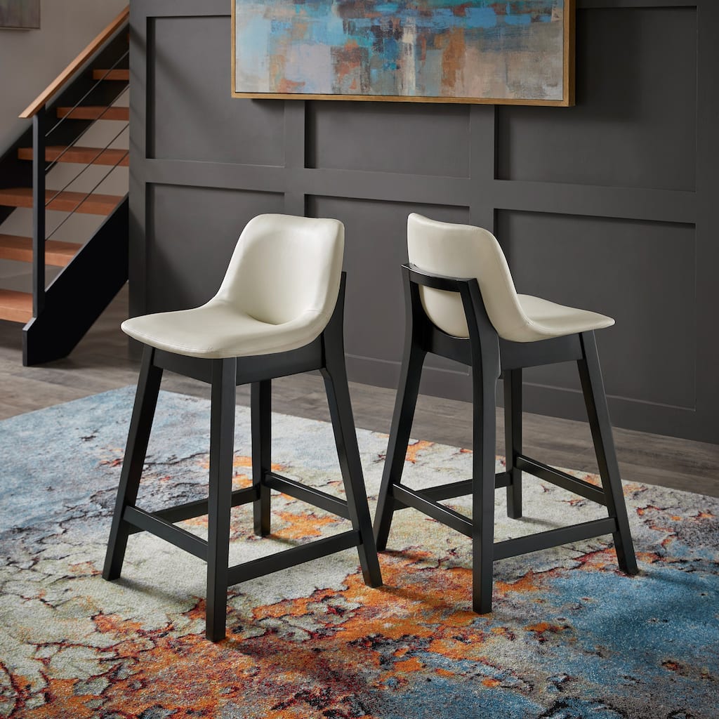 Savinhill Black Finish Vegan Leather Counter Height Chair (Set of 2) by iNSPIRE Q Modern