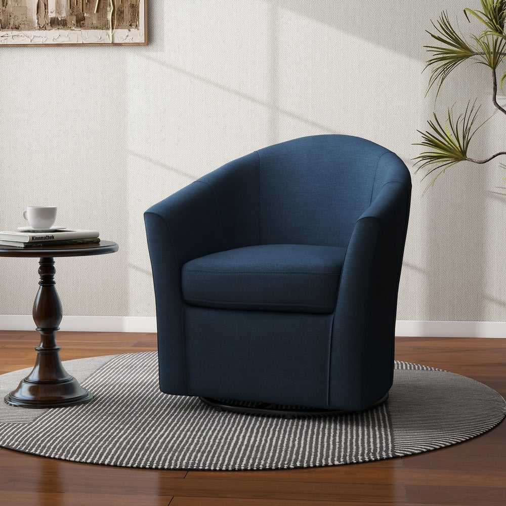 Linen Armchair Swivel Barrel Accent Chairs for Living Room