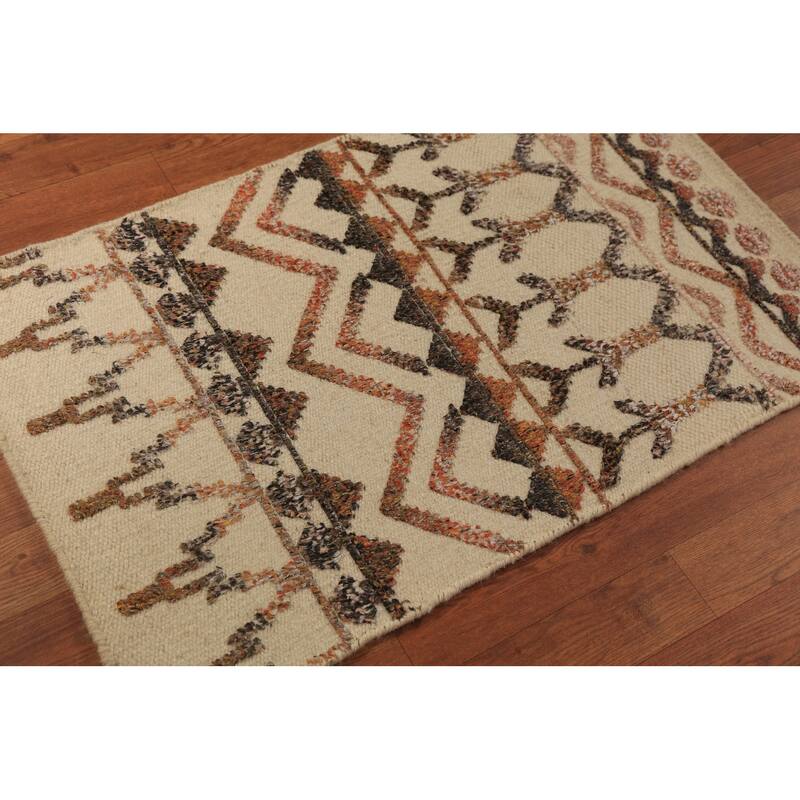 Chevron Moroccan Indian Rug Hand-Knotted Wool Carpet - 2'0"x 3'0"