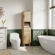 preview thumbnail 1 of 19, Garvee 67" Tall Freestanding Narrow Raised Bathroom Laundry Storage Cabinet with Drawer Natural Wood