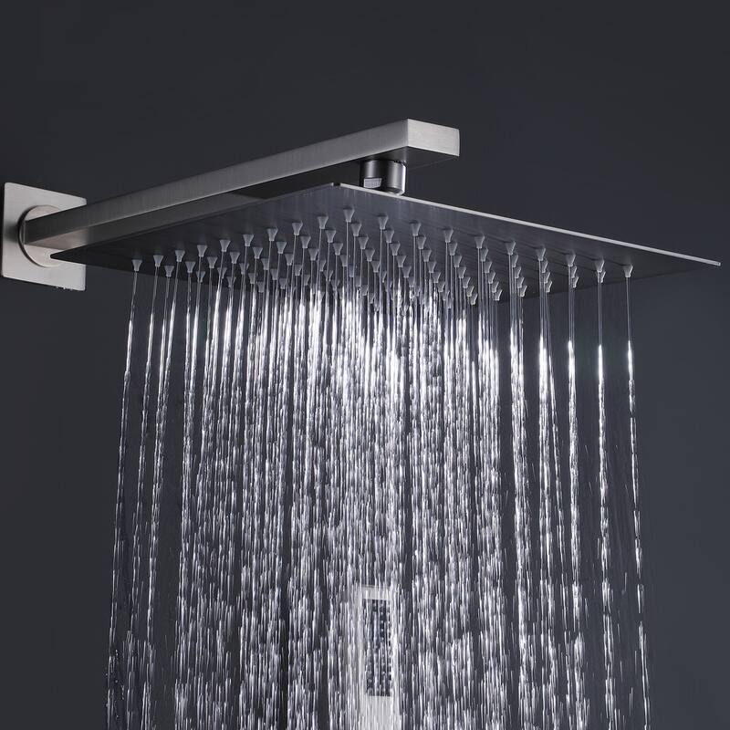 Concealed Square Two-Function Two-Handle Bathroom Shower Set Shower System with Rough-In Valve