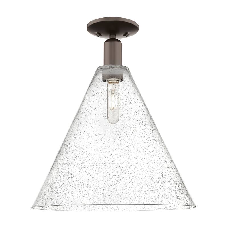 Innovations Lighting 716-1C-19-16 Berkshire Glass Semi-Flush Berkshire - Oil Rubbed Bronze / Seedy