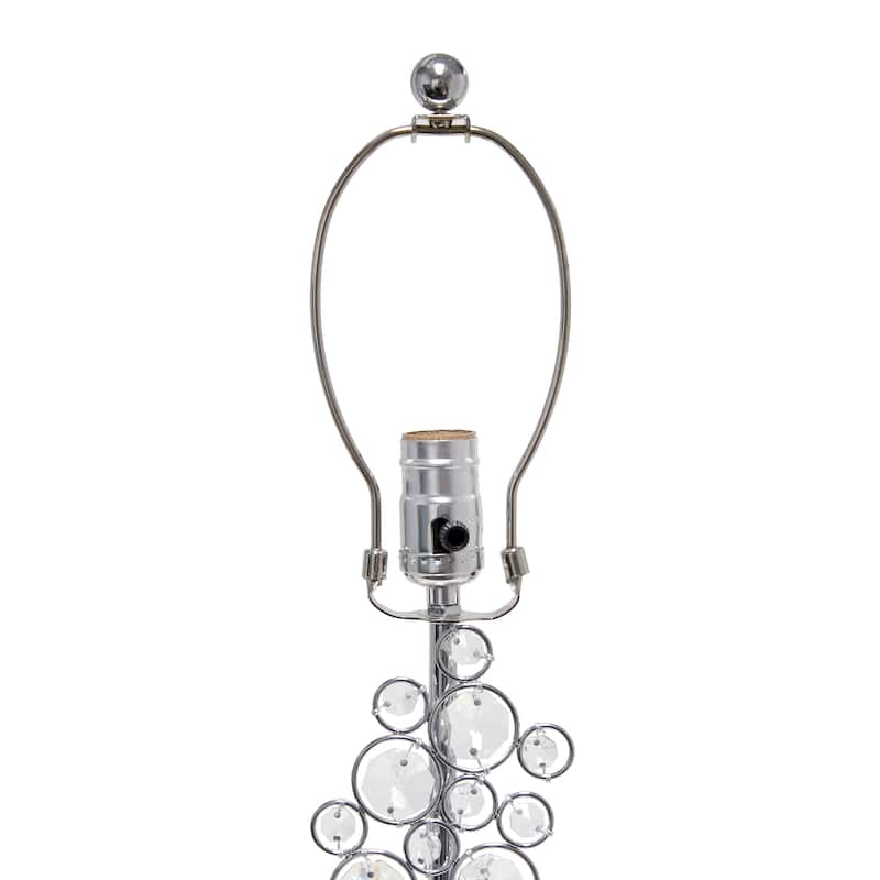 Lalia Home Lumiluxxe 26.25" Tall Contemporary Crystal Glitz and Chrome Glam Table Lamp with White Fabric Rectangular Shade