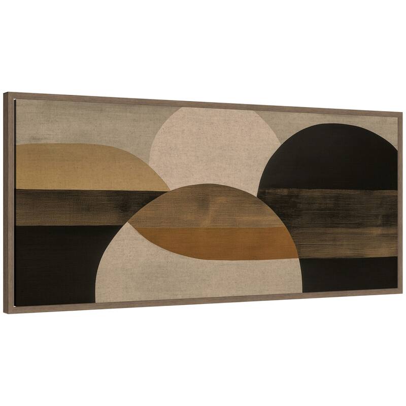 Kate and Laurel Neutral Rich Tonal Abstact II by The Creative Bunch Studio Framed Canvas Wall Art Print - 40 x 18 - Brown