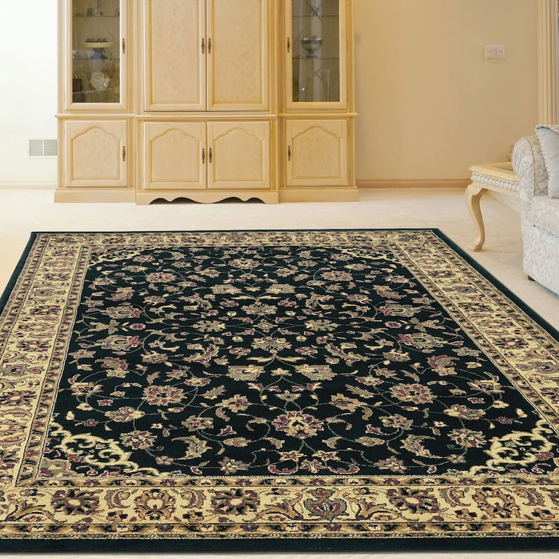 Admire Home Living Caroline Traditional Floral Sarouk Pattern Area Rug - 3'3 X 4'11 - Black