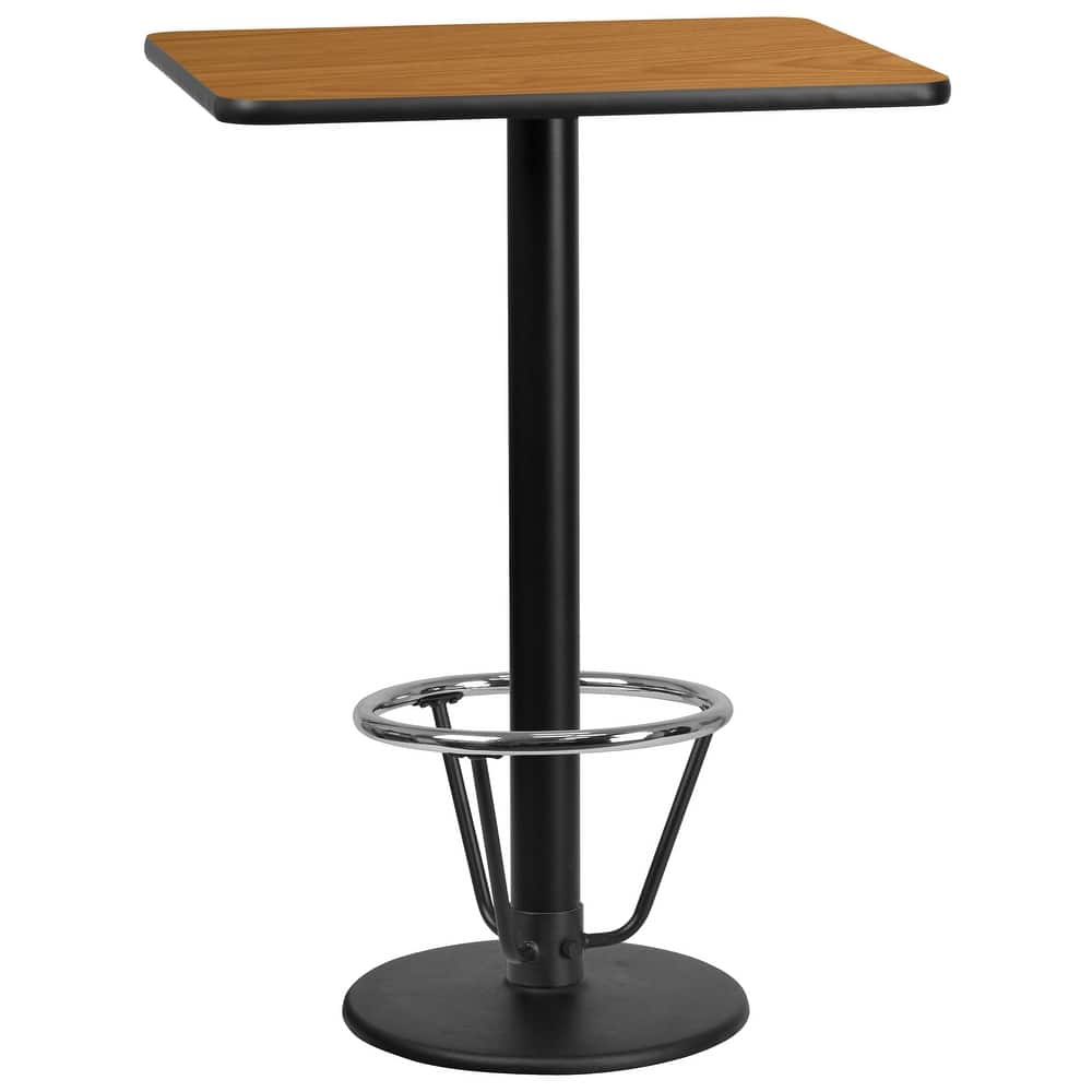 24'' x 30'' Rectangular Table Top with 18'' Round Bar Height Table Base - 30"D x 24"W x 43.125"H