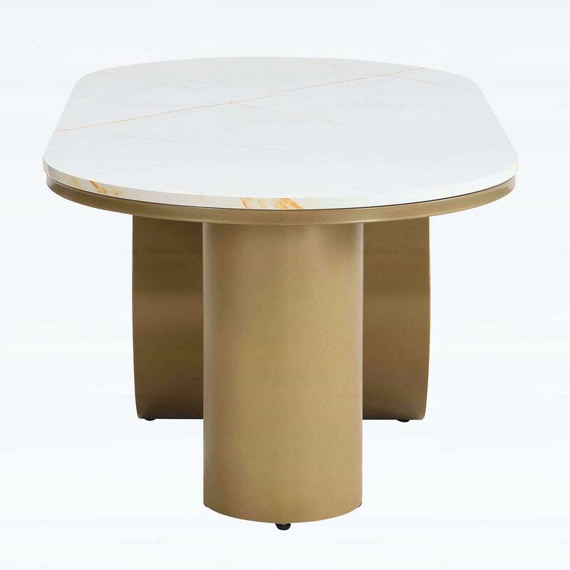 Modern Oval Coffee Table with Storage Drawer,Metal Frame for Living Room Elegance