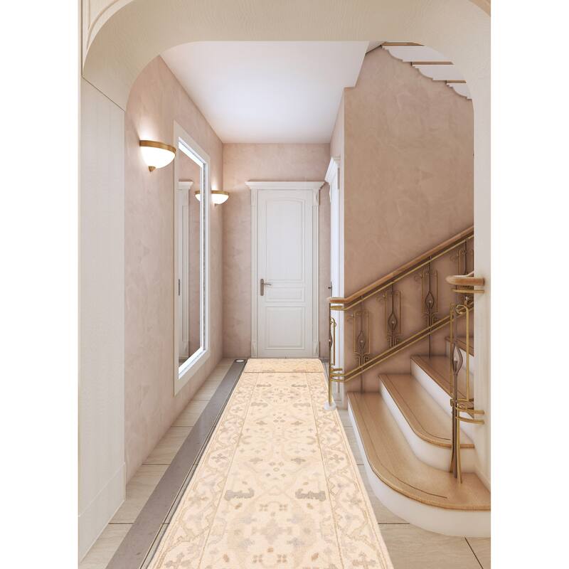 ECARPETGALLERY Hand-knotted Royal Oushak Cream Wool Rug - 2'7 x 13'7