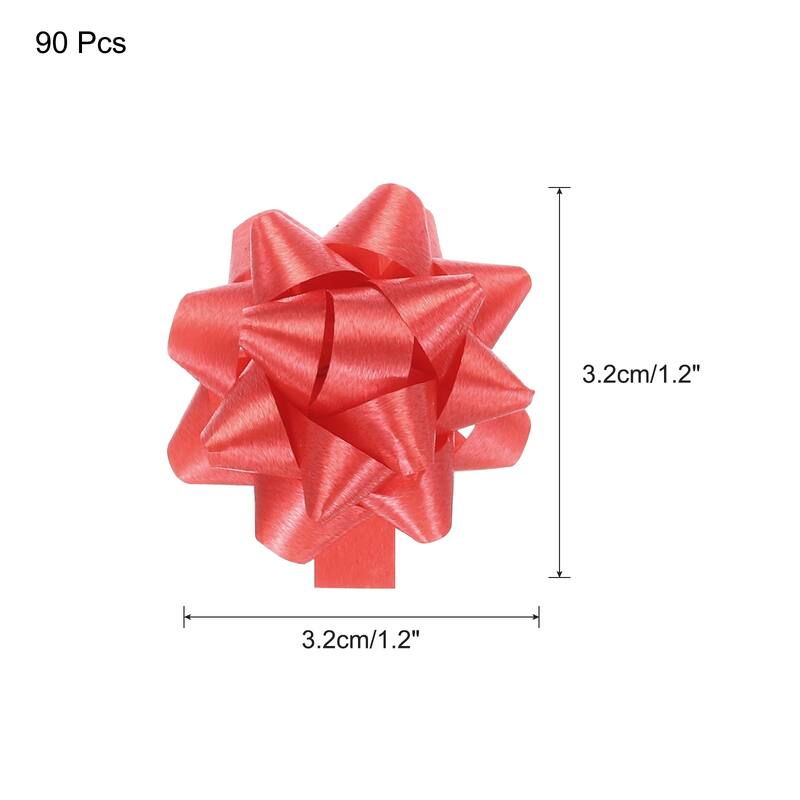 90pcs 1 1/4" Mini Star Gift Bows Christmas Bows for Gift Wrapping - Red