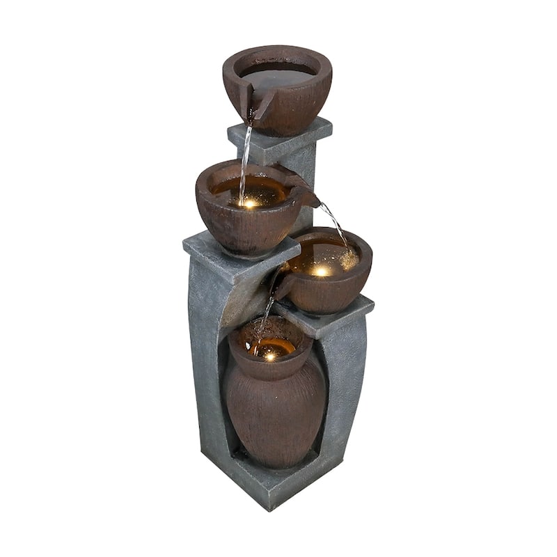 32.8-Inch Floor Standing Waterfall Fountains for Garden, Patio, Deck