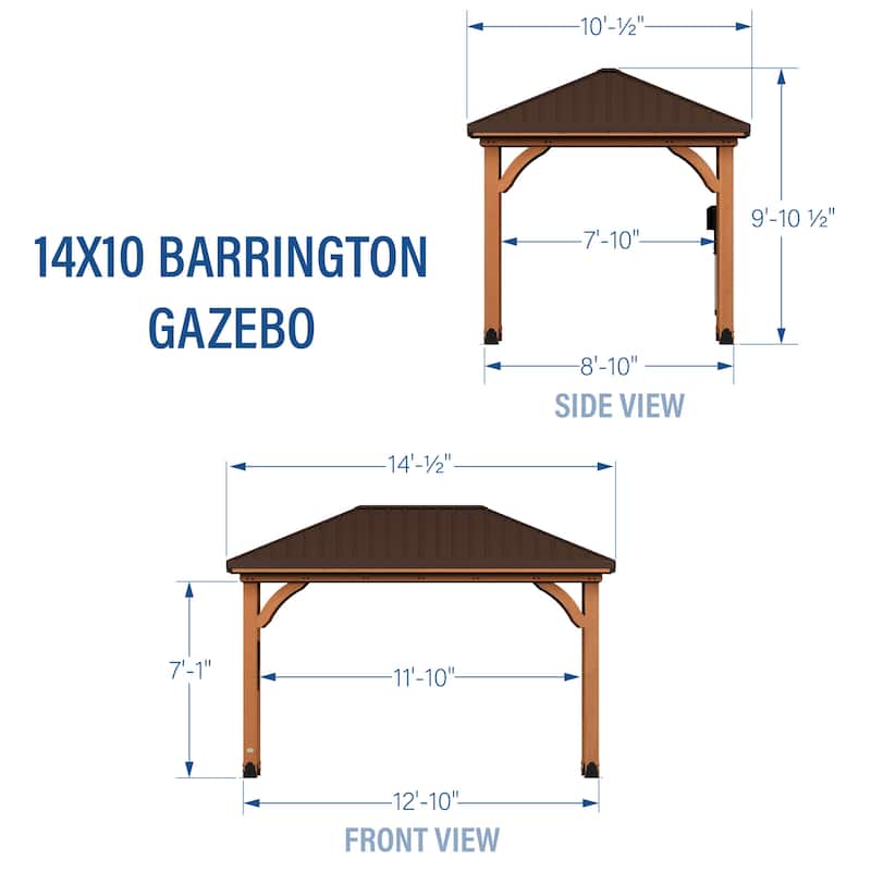 Backyard Discovery Barrington 14x10' Cedar Wood Gazebo with Steel Roof