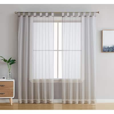 HLC.me Sheer Voile Tab Top Window Curtain Panels for Living room & Bedroom, Set of 2 panels