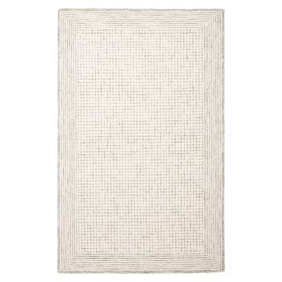 ECARPETGALLERY Hand Tufted Timeless Cream Wool Rug - 5'0 x 7'11