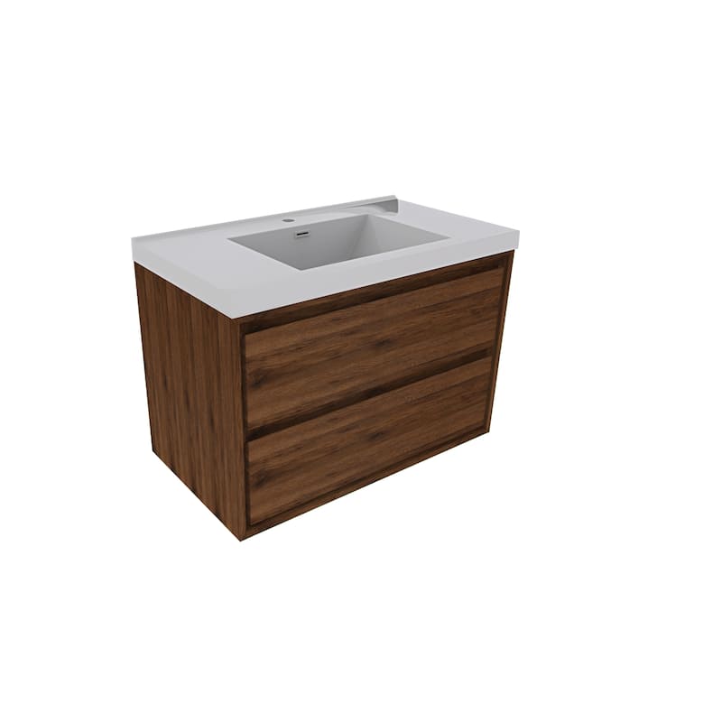 Sage 42" wall mounted bathroom vanity with single basin acrylic top
