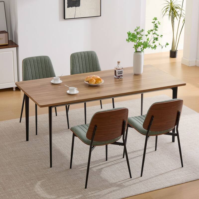 Roomfitters Upholstered Dining Chairs Set of 2 with Bentwood Back and Metal Legs, Mid-Century Modern Side Chairs